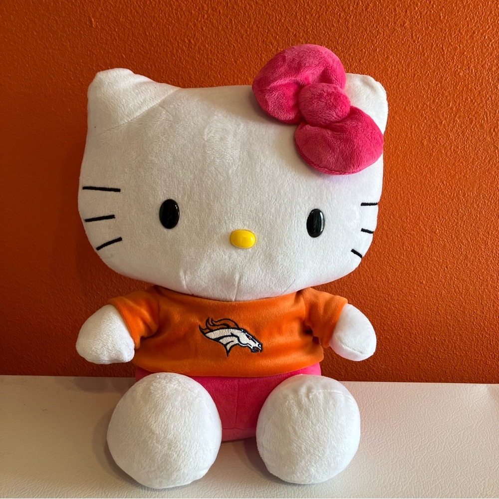 Hello Kitty Plush‎ Toy with Pink Bow and Denver Broncos Shirt